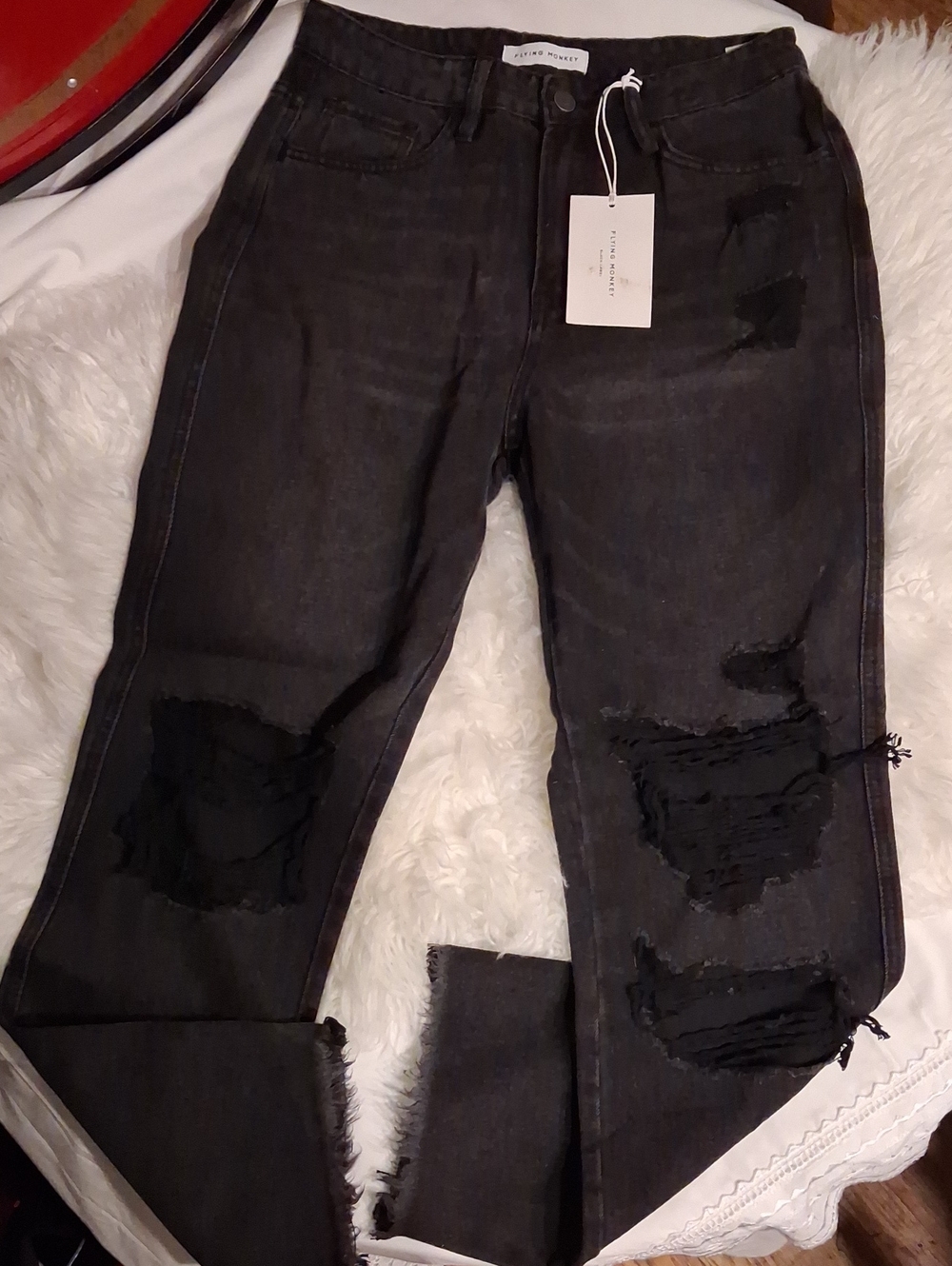 Flying Monkey Black Distressed Boyfriend Jeans